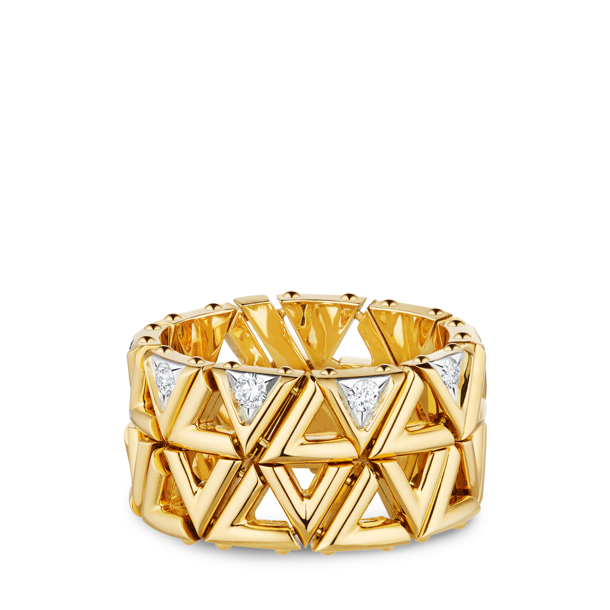LV Volt Mesh Ring, Yellow Gold And Diamonds  in Jewellery's Categories All Fine Jewellery collections by Louis Vuitton (Product zoom)